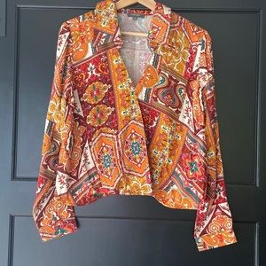Haute Hippie Boho Blouse with Elastic Back Stretch Sz M